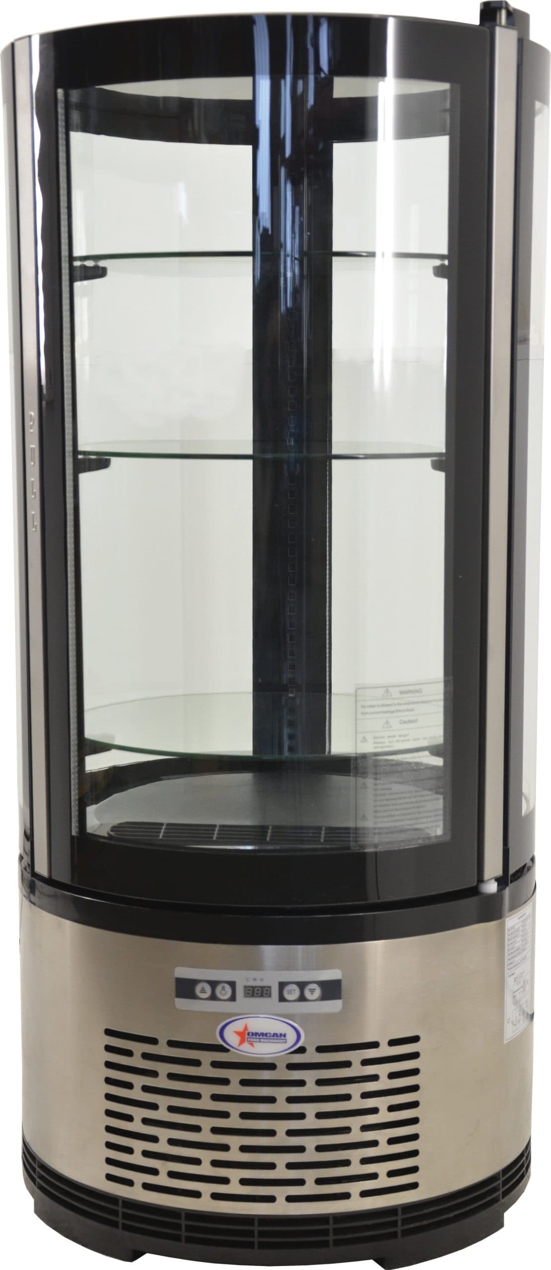 19″ Three (3) Shelf Circular Countertop Refrigerated Showcase, 3.53 cu.ft. (100 L), Stainless Steel