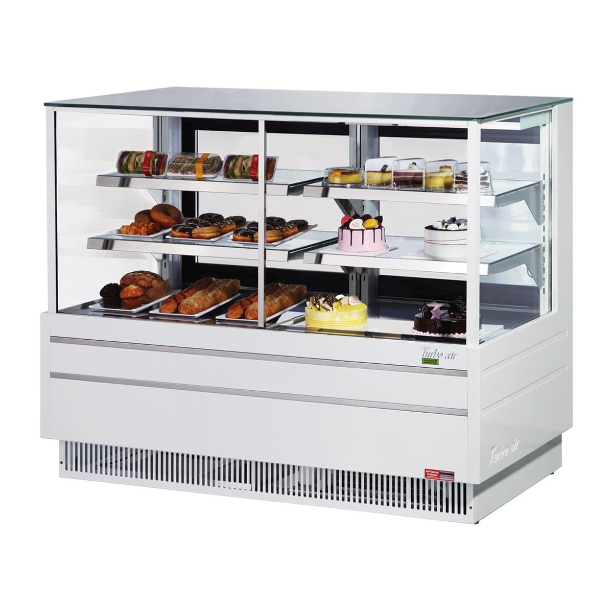 Turbo Air - 60" White Straight Front Refrigerated (Right Side) & Dry (Left Side) Combination Bakery Display Case - TCGB-60UF-CO-W-N