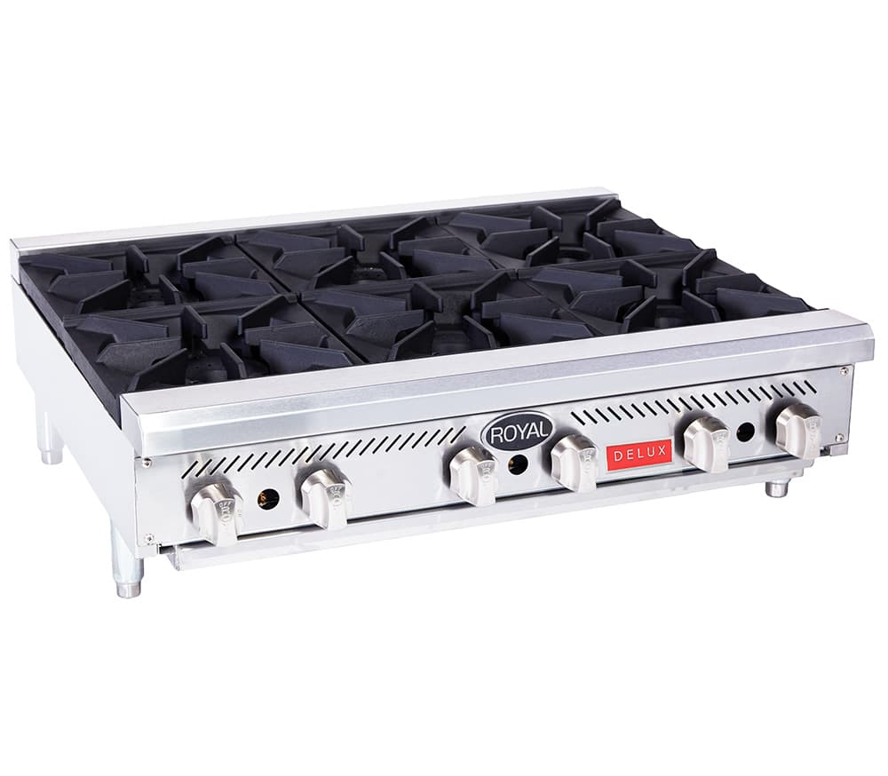 Royal – 48″ Stainless Steel Heavy Duty Gas Hot Plates with 8 Burners – RHP-48-8