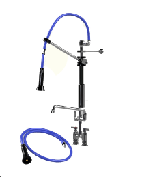 HIMI Products – Instinct Pre-Rinse Faucet Mini Unit with 36″ Hose, Wall Mount Bracket, Vacuum Breaker, 6′ Extension Hose, 4″ Deck Mount Base Faucet + 12″ Add-On Faucet – IF7002-4DAF
