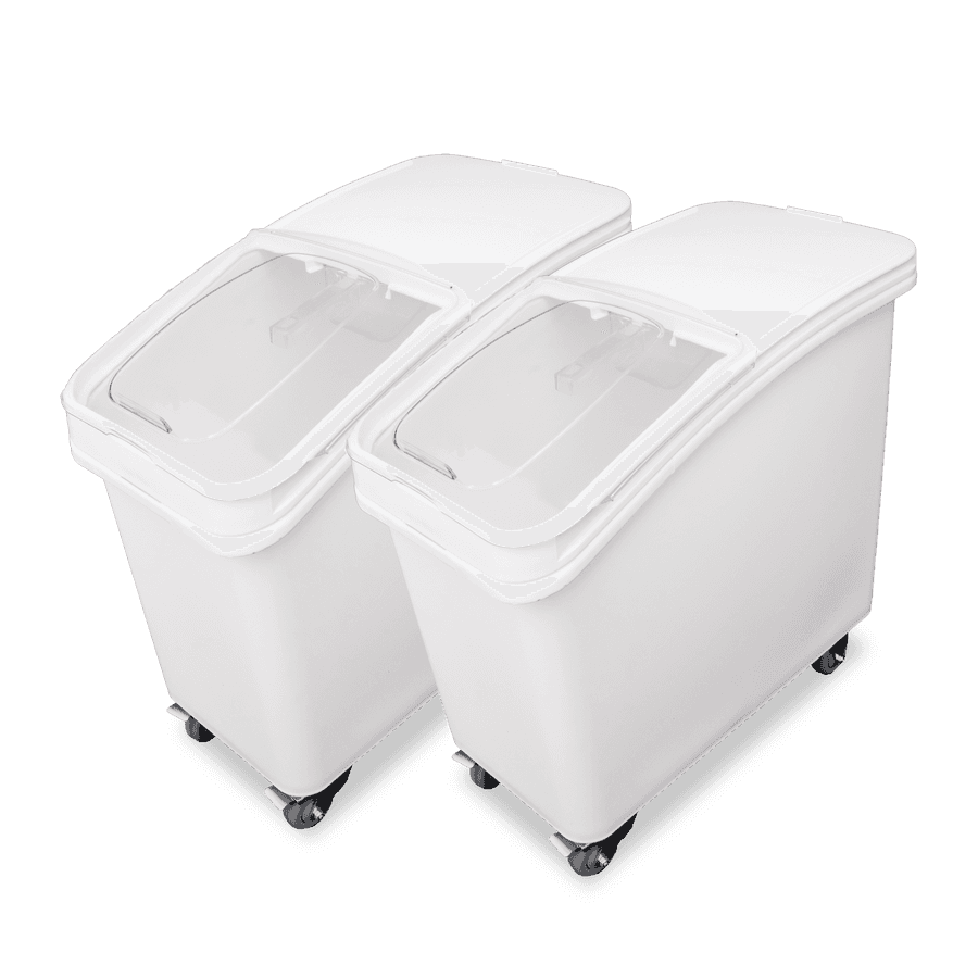 27 Gallon (102 Liter) Ingredient Bin with Sliding Lid and Scoop - Pack of 2