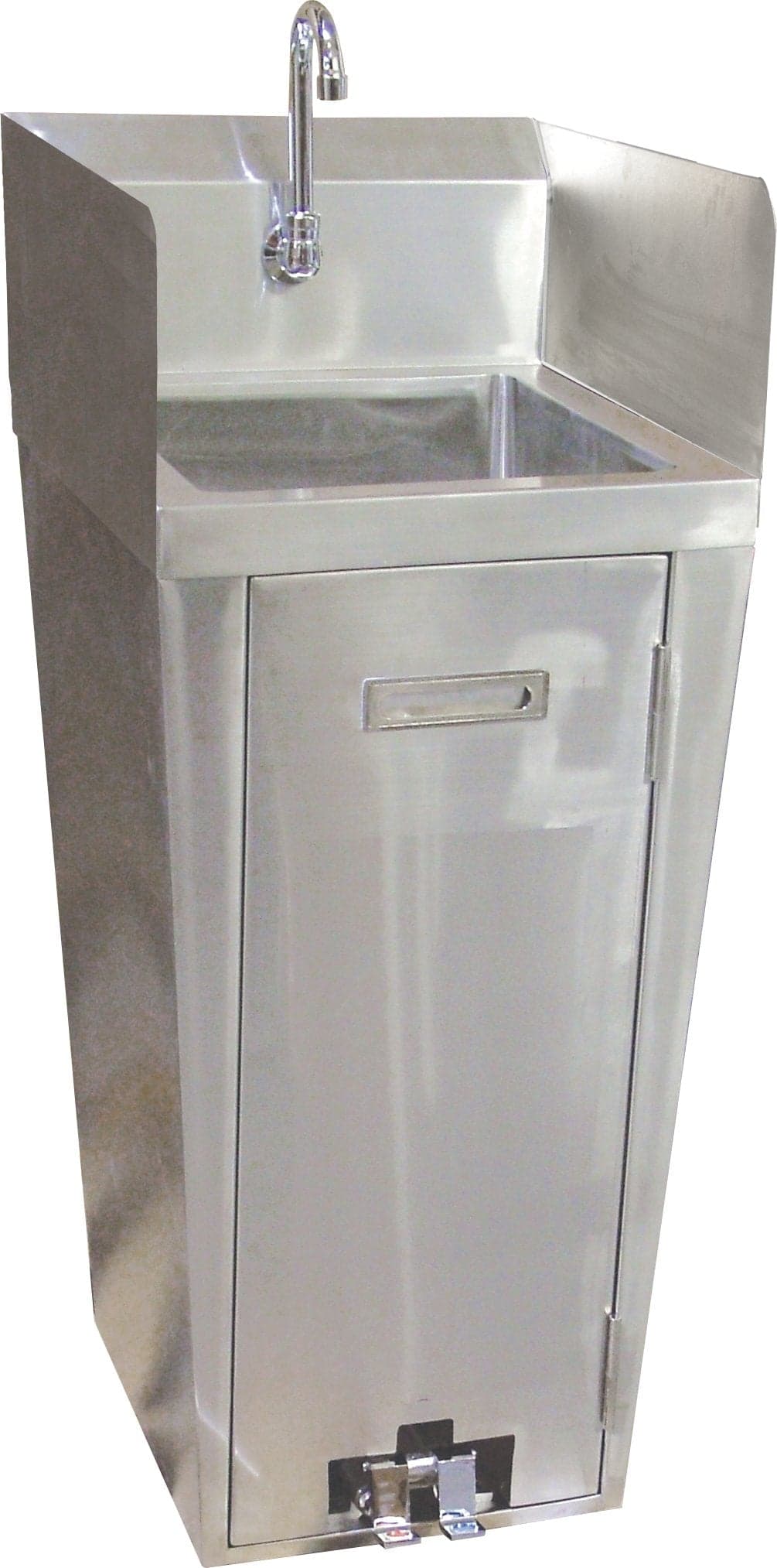 Stainless Steel Pedestal Sink with 2 Side Splashes, Foot Valve and Faucet