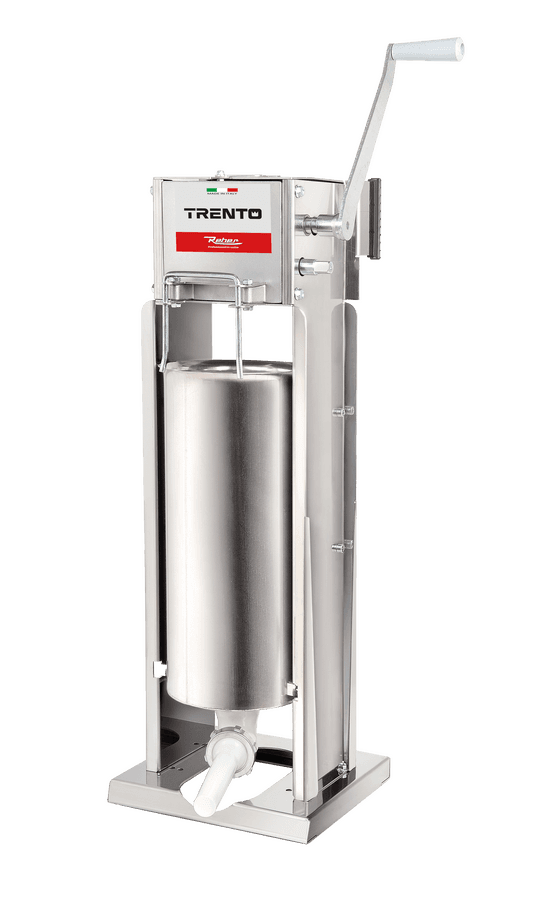 Trento Stainless Steel Manual Sausage Stuffer with 33lb / 15kg Capacity – 2-Speed Vertical and Horizontal Gear Drive