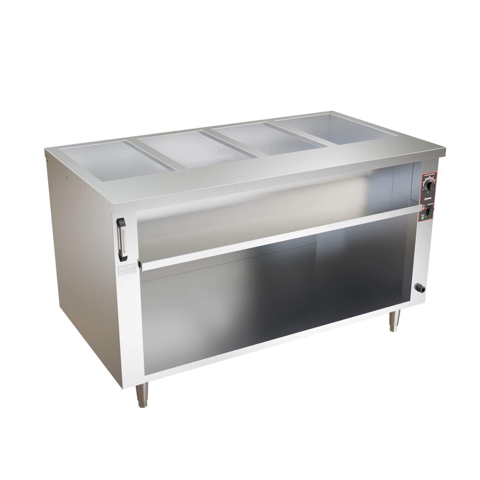 58″ 4 Pan Open Well Electric Steam Table with Undershelf, 4 kW, 240V – FW-CN-0004-C
