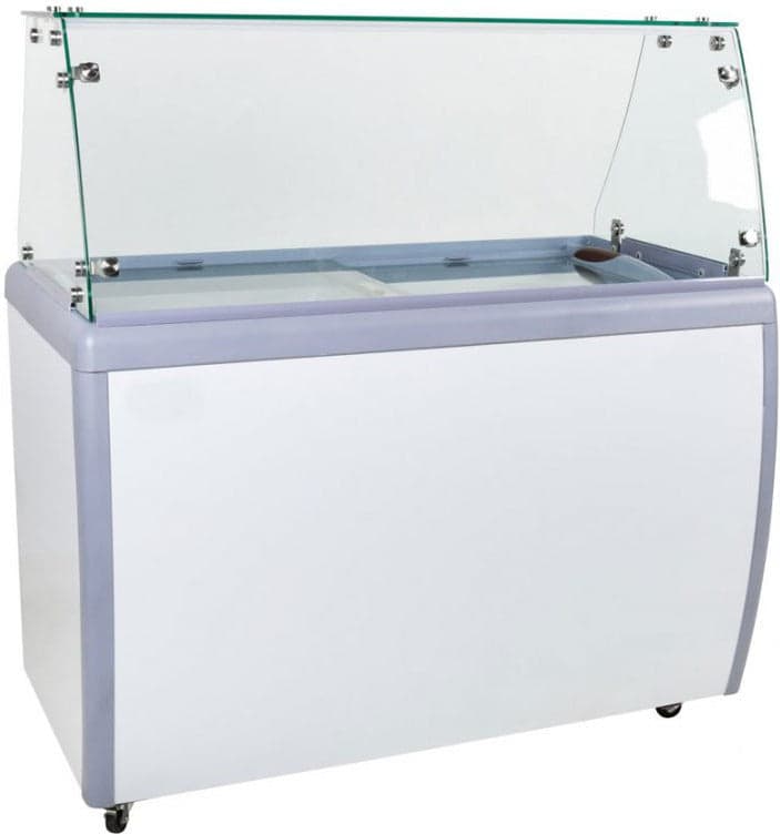 50″ 8+6 Tubs Capacity Ice Cream Dipping Freezer with Flat Sneeze Guard