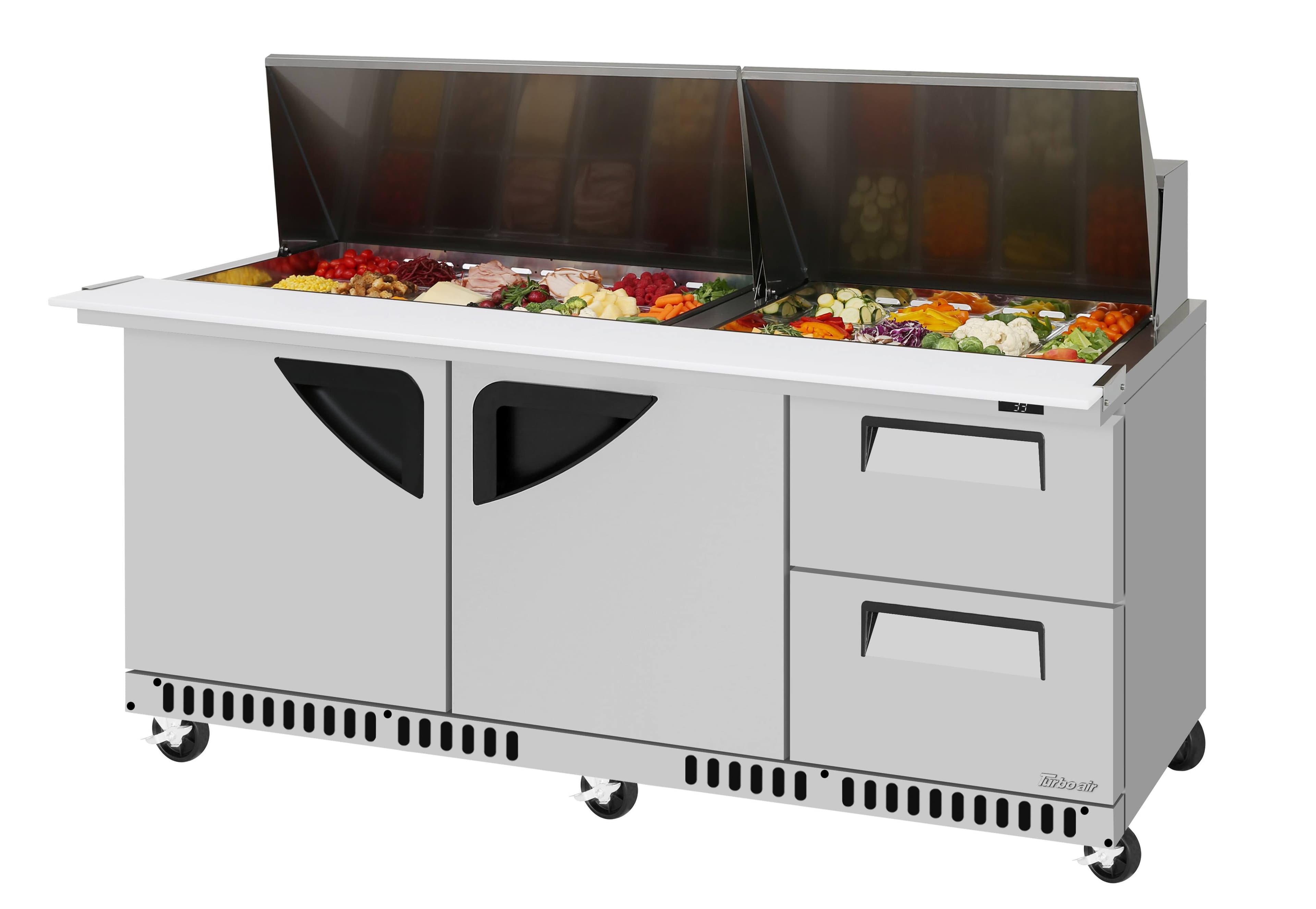 Turbo Air – Super Deluxe Food Prep Tables- Drawers, 72-5/8″ Wide – TST-72SD-30-LRD2-FB-N