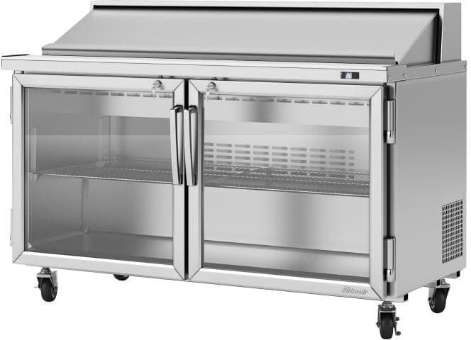 Turbo Air – PRO Series 60.25″ Silver Two Glass Door Sandwich/Salad Prep Table with Side Breathing – PST-60-G-N (ETA 5-6 Weeks)