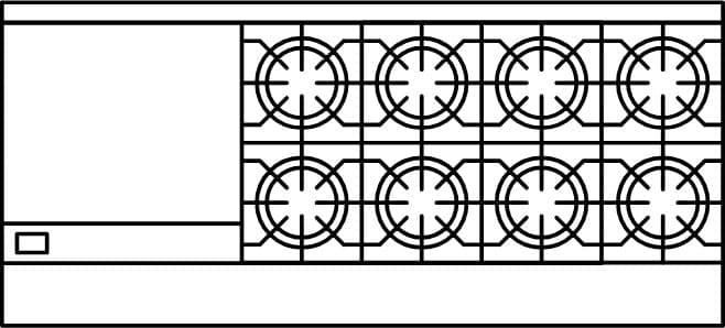 American Range - 72" Stainless Steel Green Flame Range 24" Griddles and 8 Burners With 1 Standard and 1 Convection Oven - ARGF-24G-8B-CL-126R