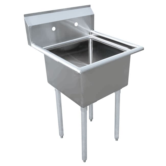 24″ x 24″ x 14″ 18-gauge stainless steel One Tub Sink with 3.5″ Center Drain Without Drainboard