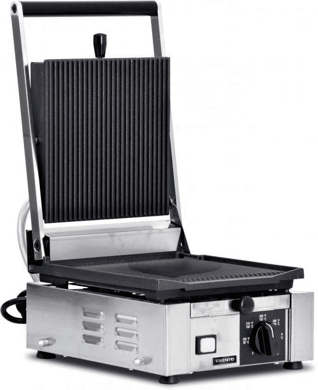 Trento 10″ x 9″ Single Panini Grill with Top and Bottom Grooved Grill Surface