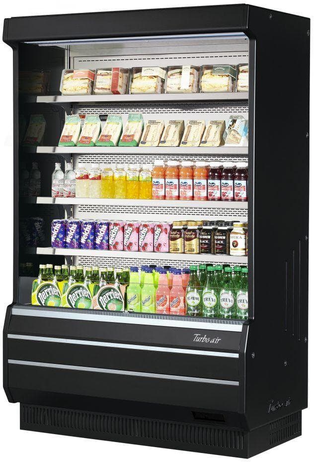 Turbo Air - 51" Black Vertical Full Heights Open Display Case With 4 Shelves - TOM-50B-SP(-A)-N (ETA 5-6 Weeks)