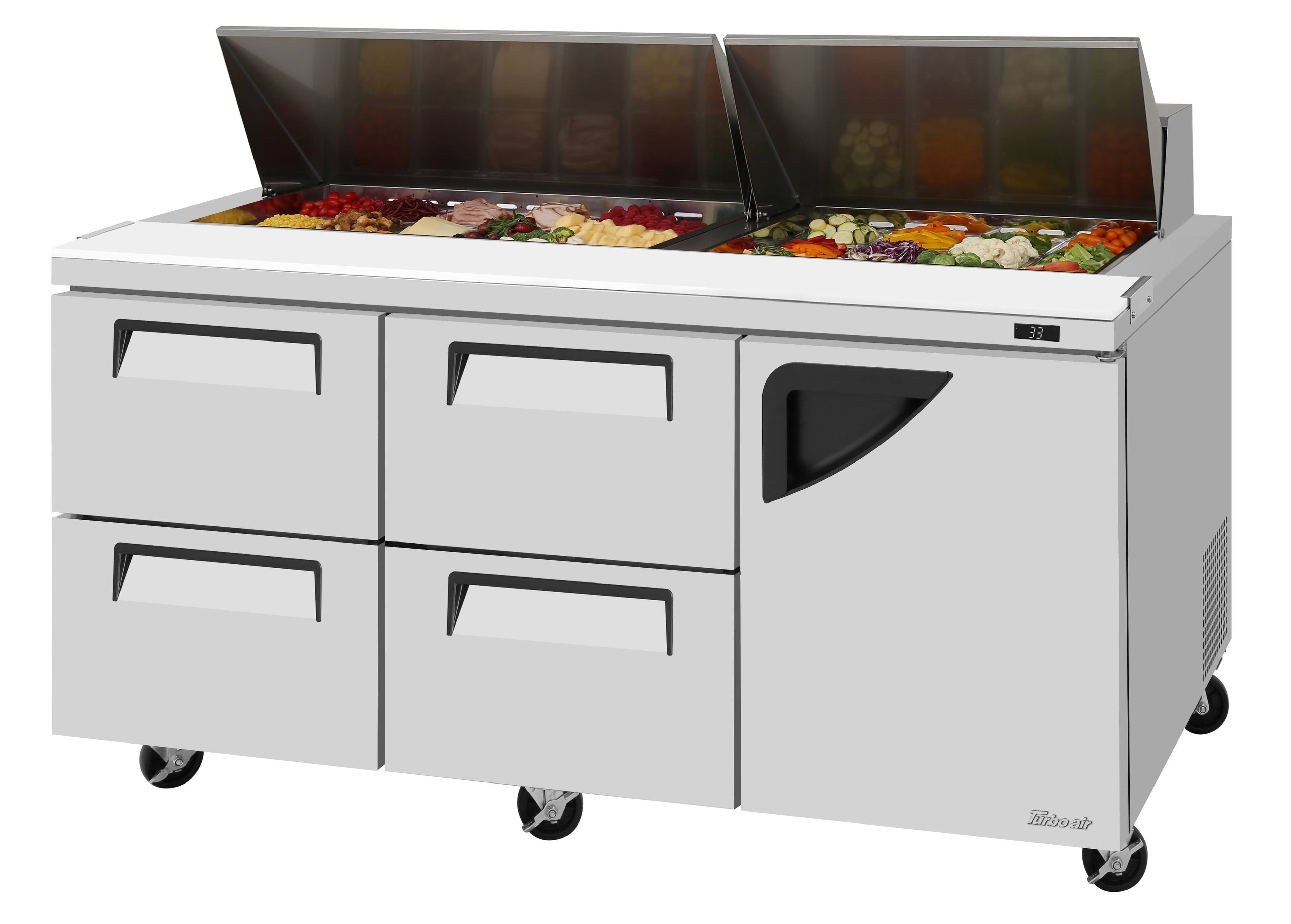 Turbo Air – Super Deluxe Sandwich/Salad Unit, 72-5/8″ Wide – TST-72SD-D4R-N