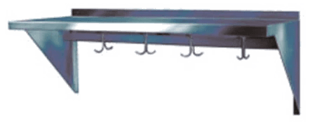Winholt - 12" x 84" Stainless Steel Wall-Mounte Overshelf with Pot Hook - SSWMSH127