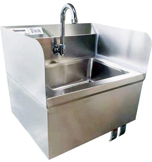 Fabricated Hand Sink with Knee Valve Assembly and Side Splashes