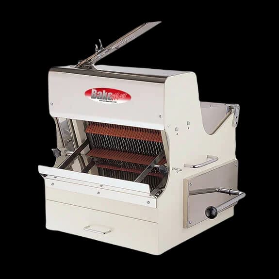 BakeMax BMSS001 Countertop Electric Artisan Safety Hard Crusted Bread Slicer with 5/8″ Slice Thickness