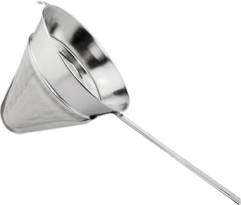 8.5″ Stainless Steel 40 Mesh Reinforced Bouillon Strainer with Flat Handle