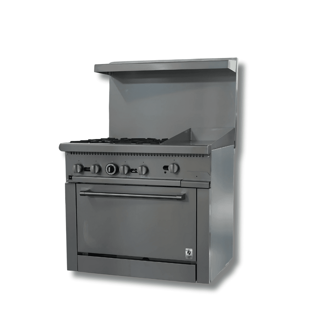 HOTZONE HZ-CR36-12MG Gas Range With Built-In Convection Oven 36" with 12" Griddle Top