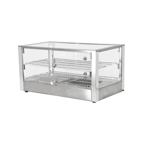 Omcan Countertop Display Warmer, 2 Shelves, Square Glass Front, Self/Full-Service, . ( ) Capacity