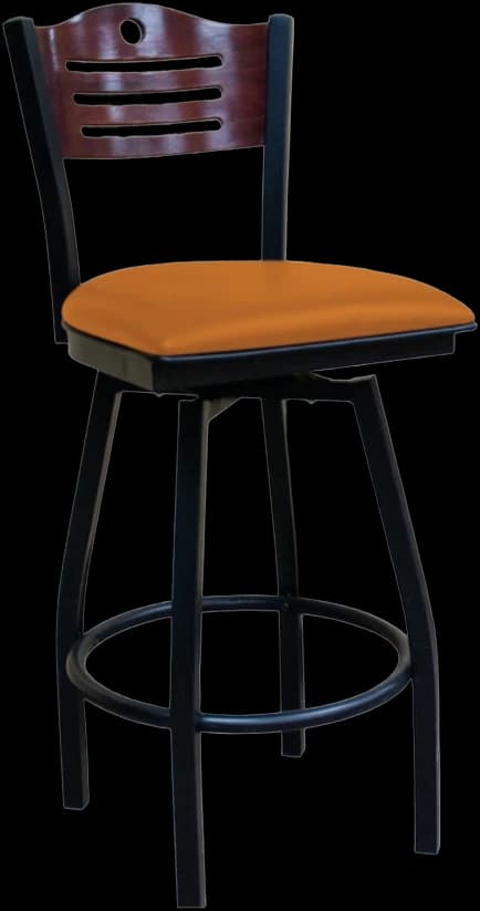 ATS 77B-BSS Wood Circle and Lines Back Swivel Barstool