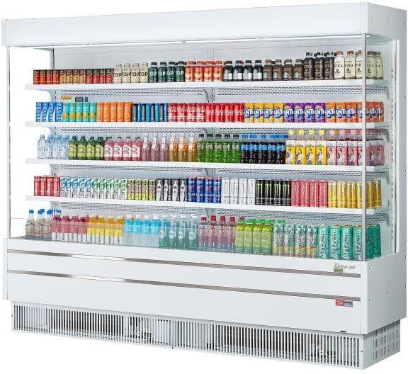 Turbo Air - 100.2" White Full-Height Vertical Air Curtain Open Display Merchandiser Including 8 Adjustable Shelves - TOM-96SEW-N (ETA 5-6 Weeks)