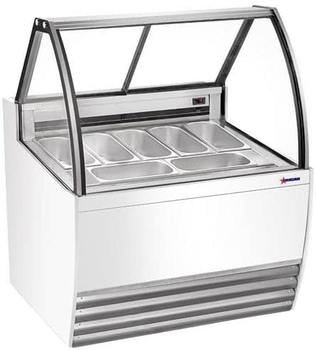 41″ Seven (7) Pan Gelato Display Showcase with Flat Sneeze Guard (White Exterior)