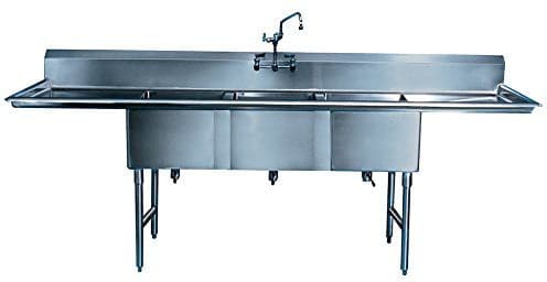 Winholt - 20" x 16" Stainless Steel Three Compartment Sink with 18" Left Drainboard - WS3T16202D18