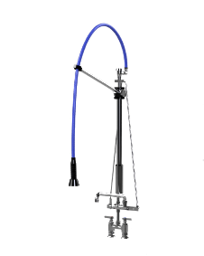 HIMI Products – Instinct Pre-Rinse Faucet Unit with 60″ Hose, V Mount Bracket, Vacuum Breaker, 4″ Deck Mount Base Faucet & 12″ Add-On Faucet – IF6004-4DAF