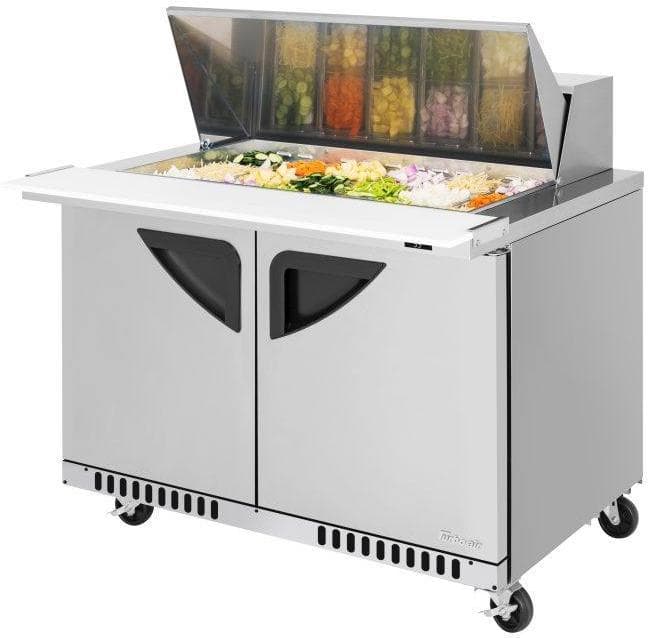 Turbo Air – Super Deluxe 48.25″ 2 Door Mega Top Front Breathing Airflow Refrigerated Sandwich Prep Table with Stainless Steel Top with 18-Pan Opening – TST-48SD-18-FB-N (ETA 5-6 Weeks)