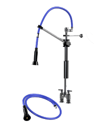 HIMI Products – Instinct Pre-Rinse Faucet Mini Unit with 36″ Hose, Wall Mount Bracket, Vacuum Breaker, 6′ Extension Hose & 4″ Deck Mount Base Faucet – IF7002-4D
