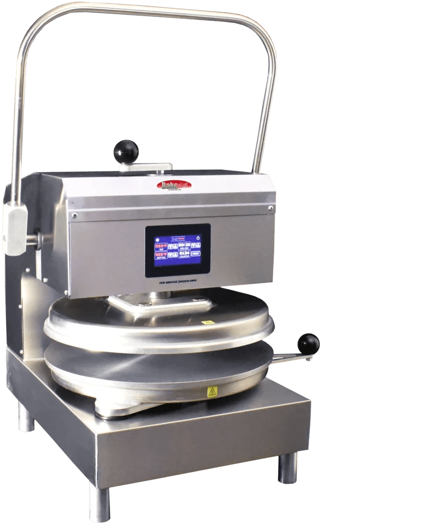 Bakemax - 220V Stainless Steel Commercial Countertop Manual Swing Away Dual Heat Dough Press - BMTXM218
