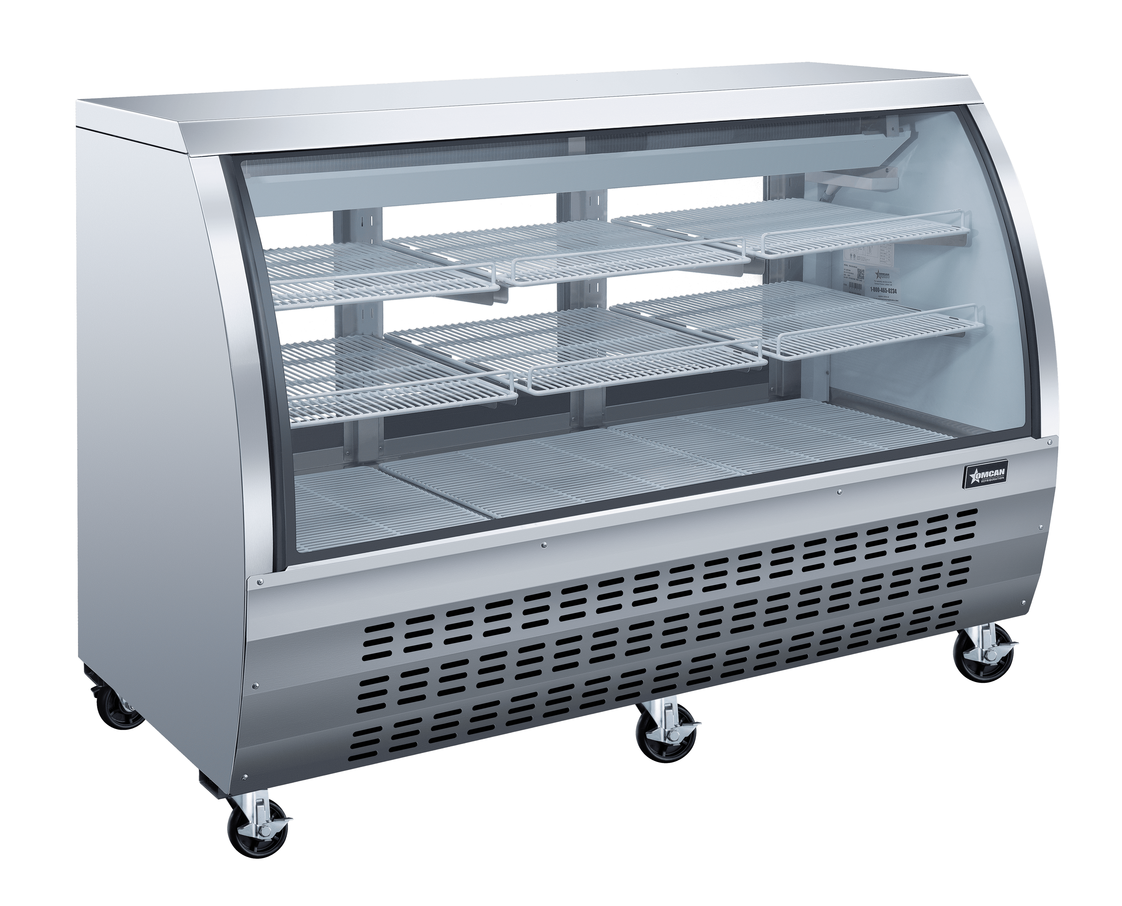 64″ Two (2) Shelf Floor Refrigerated Showcase, 22 cu.ft. (620 L), Stainless Steel