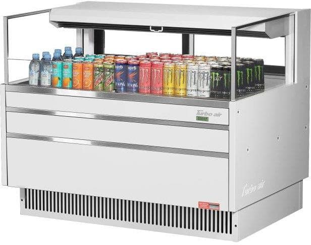 Turbo Air - 46.75" White Low Profile Horizontal Open Display Merchandiser Case - TOM-48L-UFD-W-1S-N (ETA 5-6 Weeks)