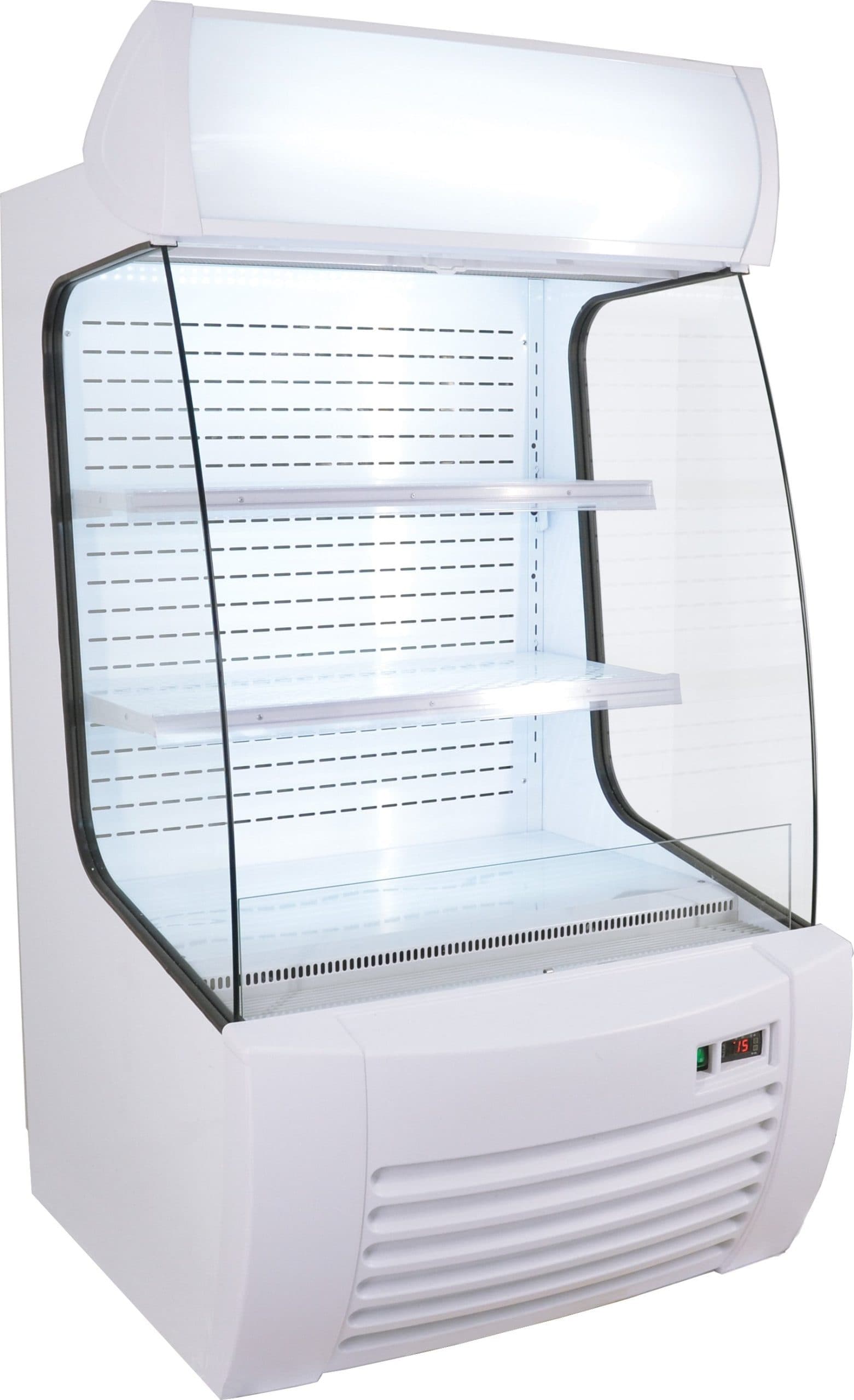 34″ Two (2) Shelf Refrigerated Floor Open Display Case, 12.7 cu.ft (360 L), White