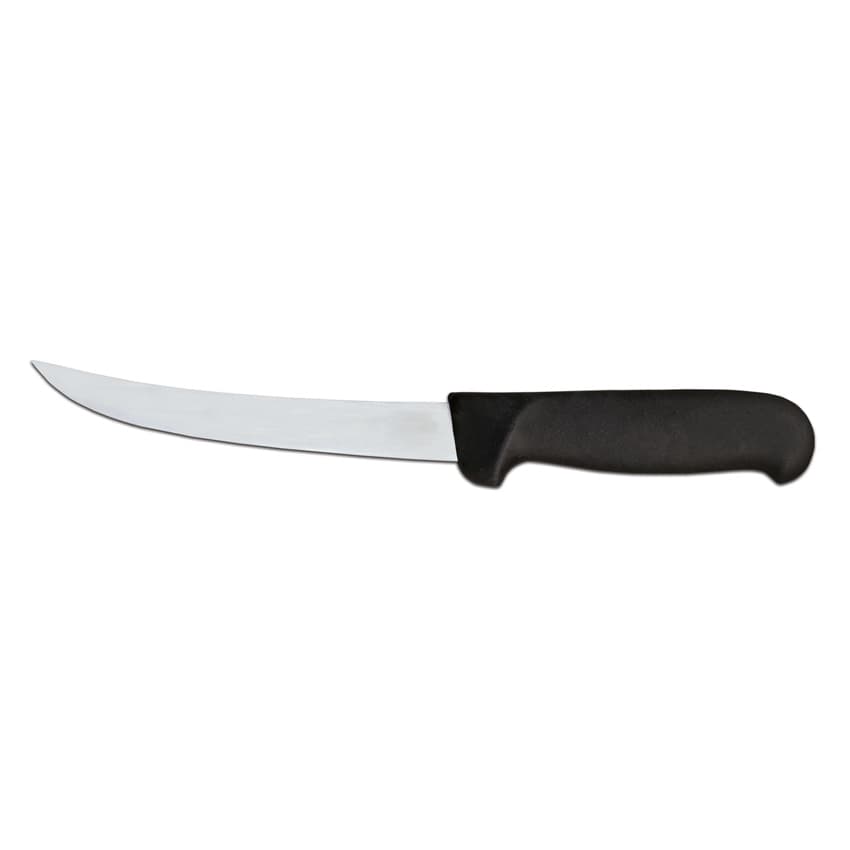 6" Curved Blade Boning Knife with Black Super Fiber Handle
