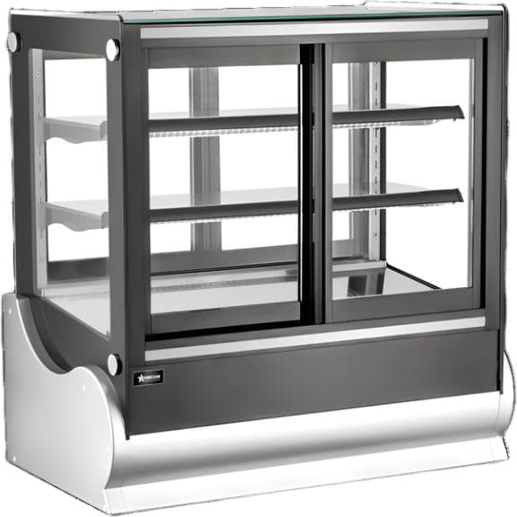36” Two (2) Shelf Square Refrigerated Self-service Countertop Display Case, 7 cu.ft.(185 L), Black