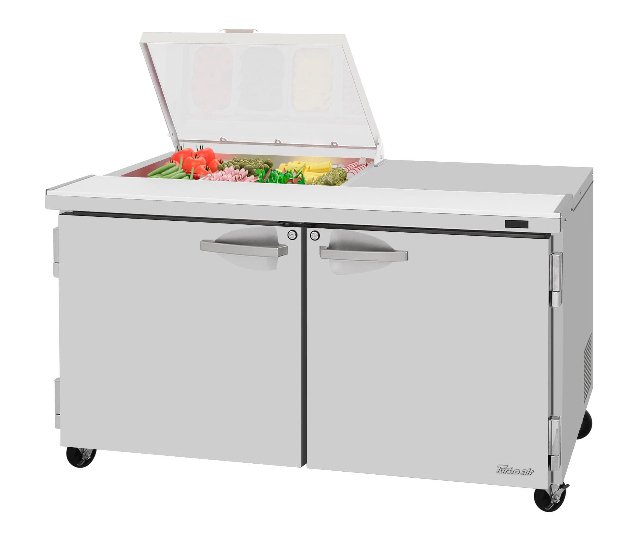 Turbo Air – PRO Series Sandwich/Salad Prep + Work Station with Flat Clear Lid, 60-1/4″ Wide – PST-60-08S-N-FCL