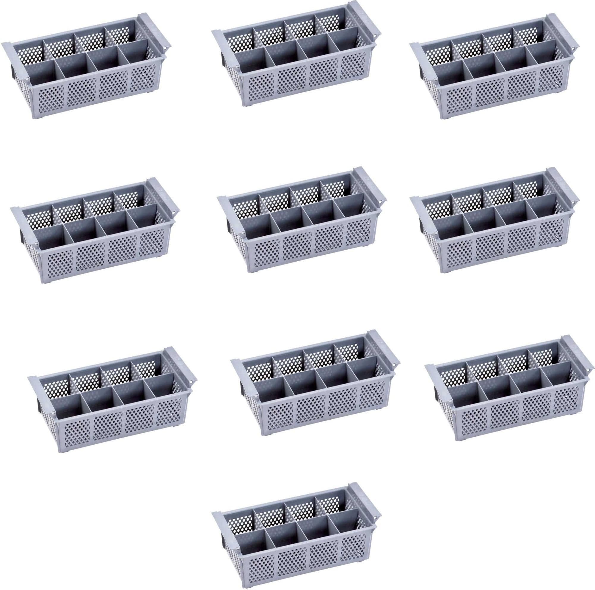 8 Compartment Dishwasher Cutlery Basket, Gray