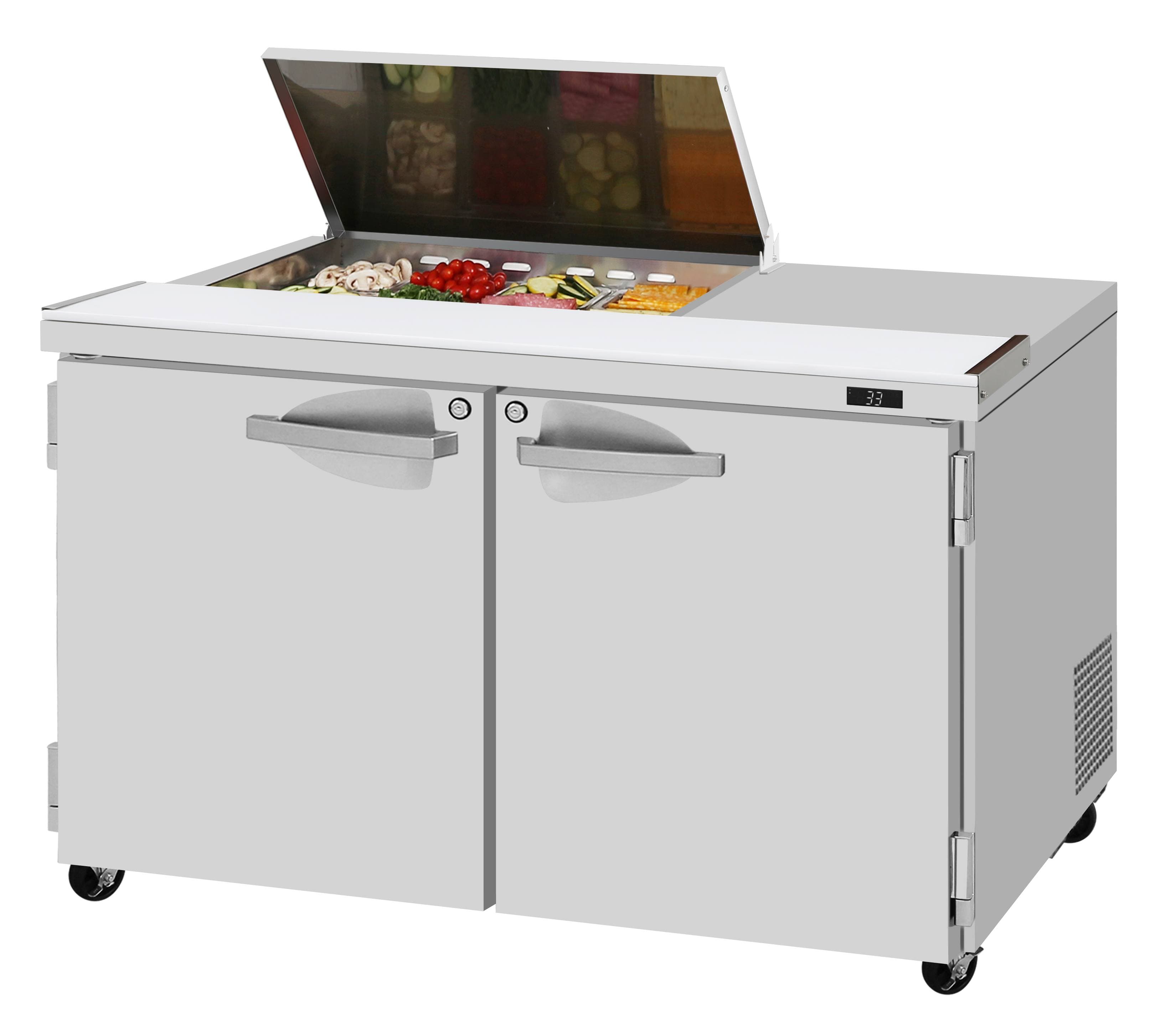 Turbo Air – PRO Series Sandwich/Salad Prep + Work Station with Flat Lid, 48-1/4″ Wide – PST-48-08S-N-FL