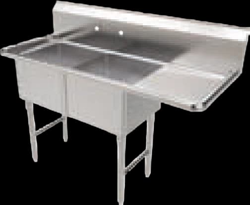 ATS MET 2-Compartment Prep Sink, With Right Drain Board, 57" W x 24" D