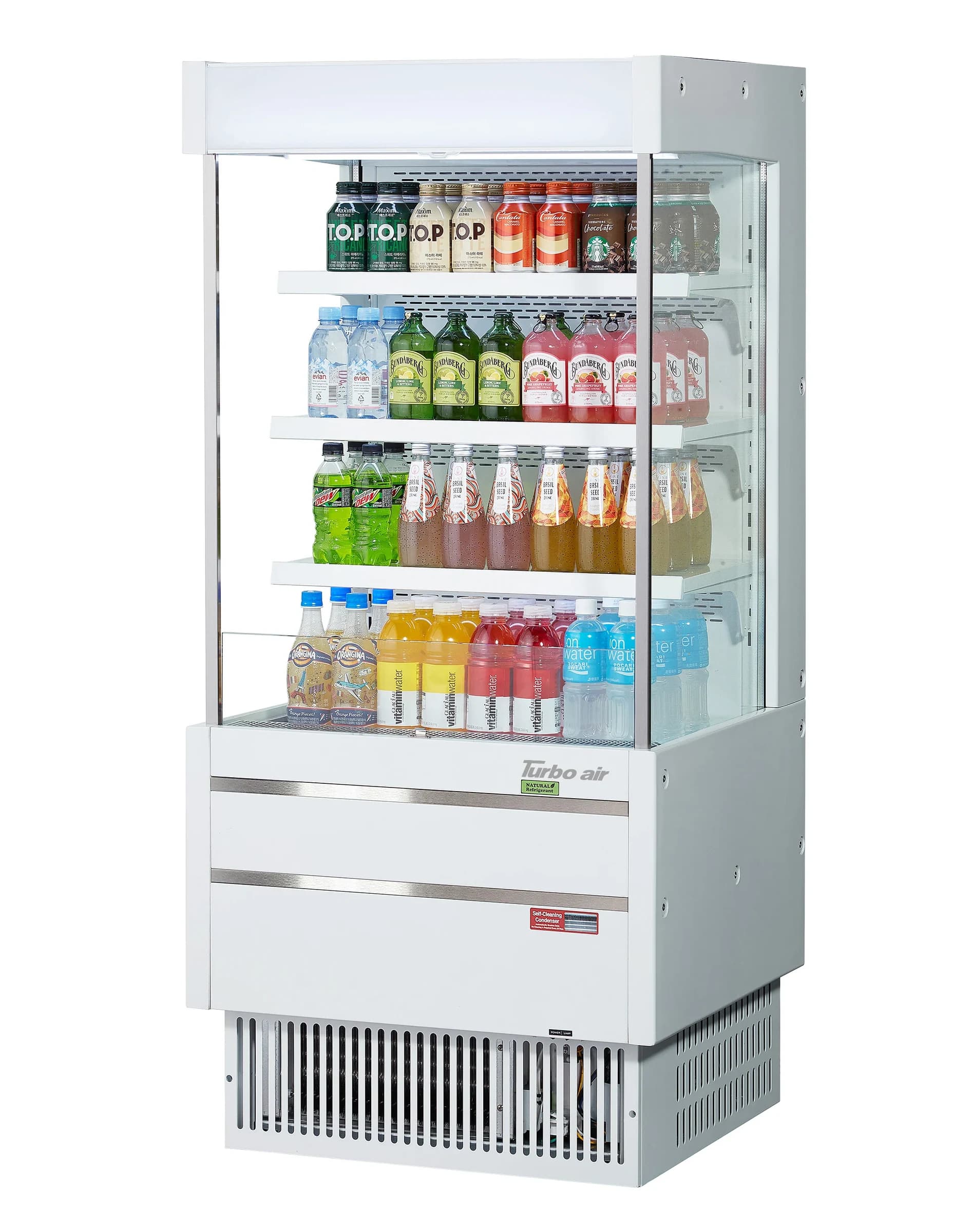 Turbo Air – 28″ White Vertical Air Curtain Open Display Merchandiser with 3 Adjustable Shelves – TOM-25MSEW-N