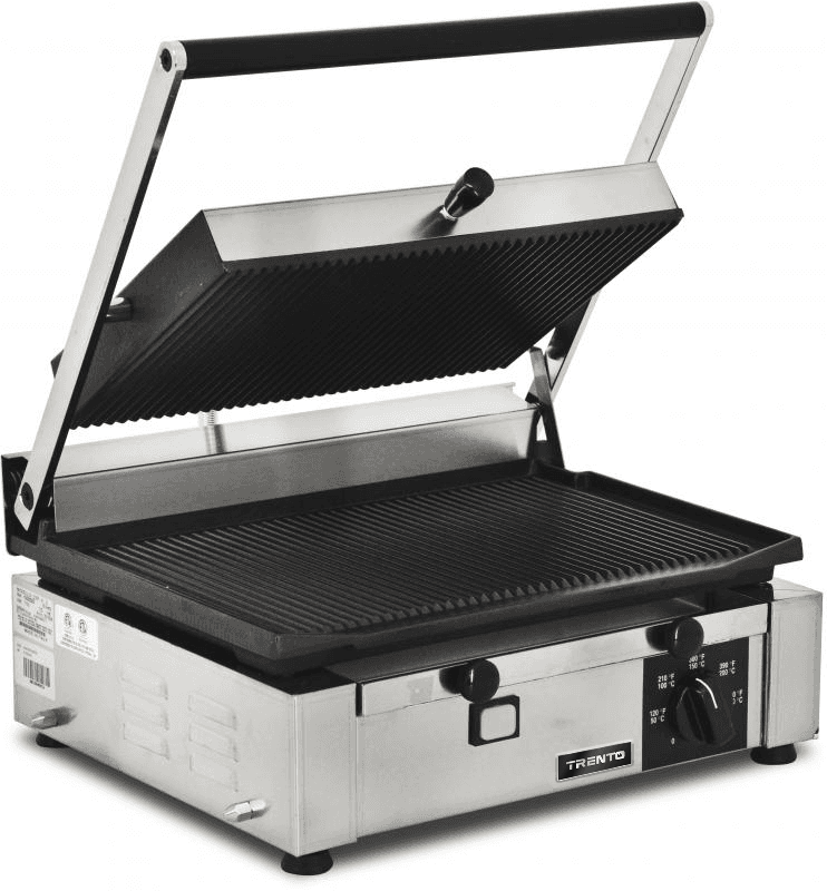 Trento 10″ x 14″ Single Panini Grill with Top and Bottom Grooved Grill Surface