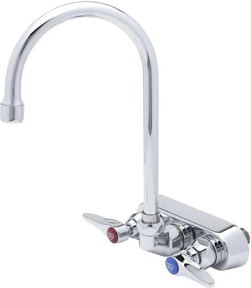 Winholt - 4" Polished Chrome Brass Faucet Gooseneck with Valves - WS-G.NECK-WH