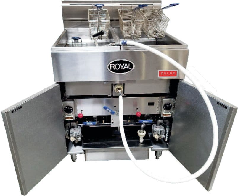 Royal Delux - 50 Lb Gas Fryer with Built in Filter and 8 Product Computer Control (2 Tanks) - RFT-50-2-CM