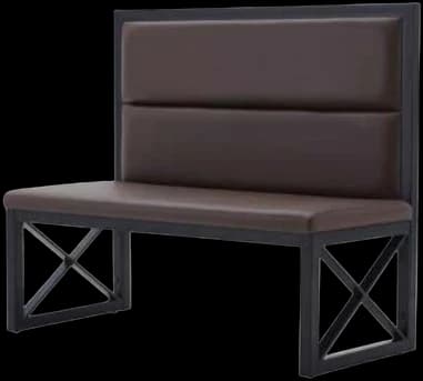 ATS Mission Style Metal Booth, Channel Back, Single, 47" L, Brown