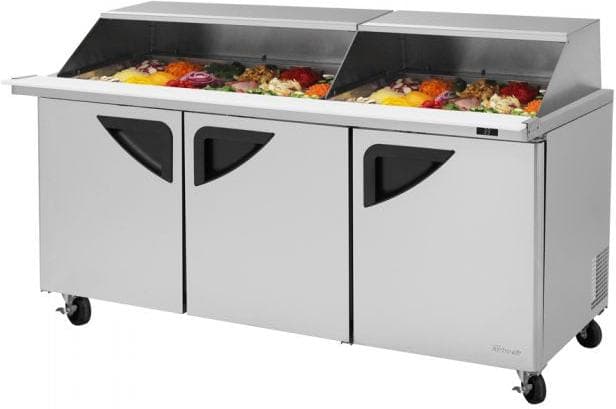Turbo Air – Super Deluxe 72.4″ 3 Doors Refrigerated Sandwich Prep Table with Slide-Back Lid – TST-72SD-30-N-SL (ETA 5-6 Weeks)