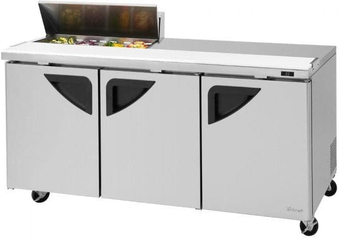 Turbo Air – Super Deluxe 72″ Refrigerated Sandwich Prep Table with Left Work Station and 3 Doors – TST-72SD-08S-N (ETA 5-6 Weeks)