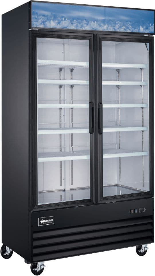 49” Two (2) Glass Door Display Freezer, 29 cu.ft. (821L), Black