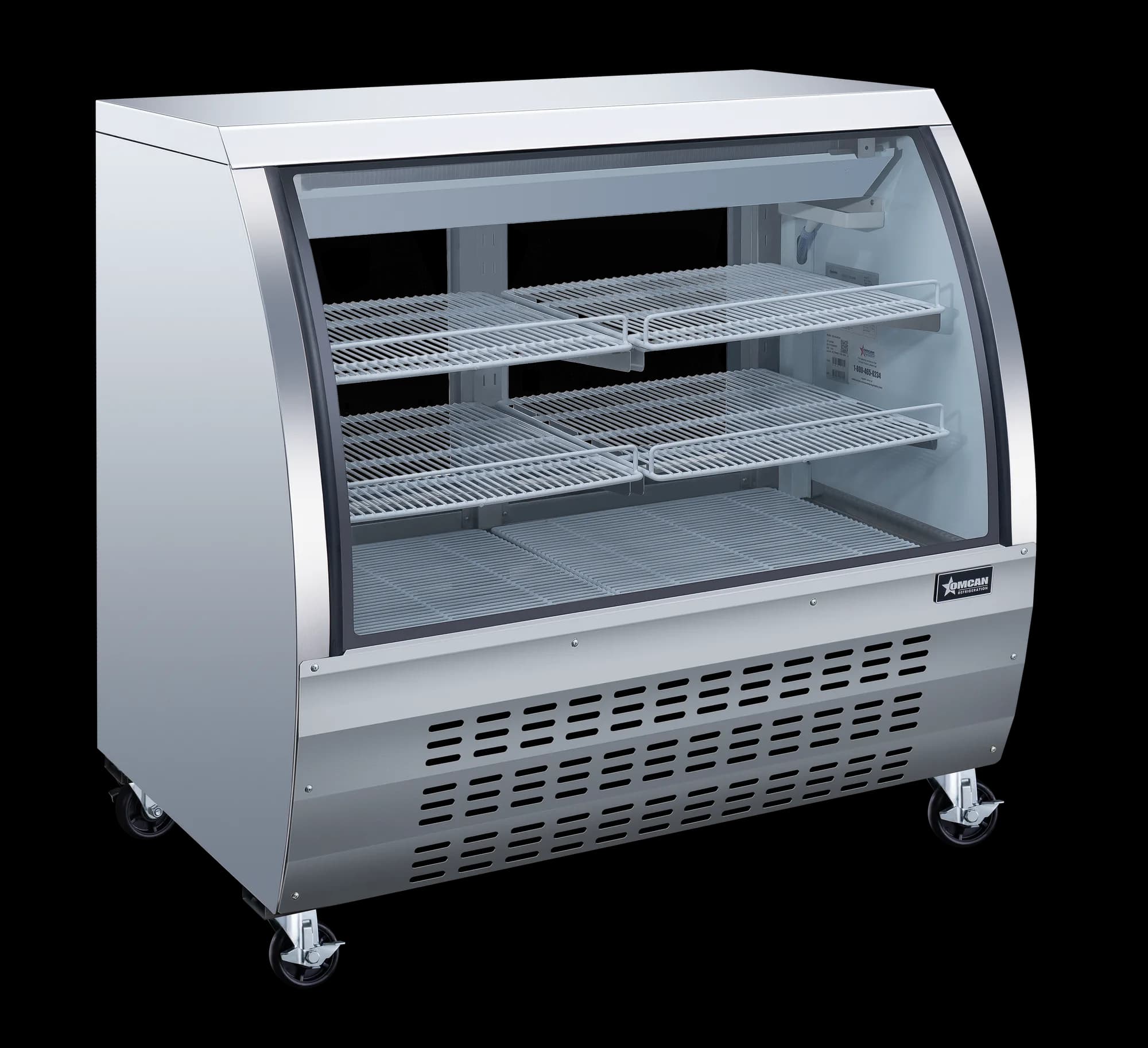 Omcan Two (2) Shelf Floor Refrigerated Showcase, Stainless Steel