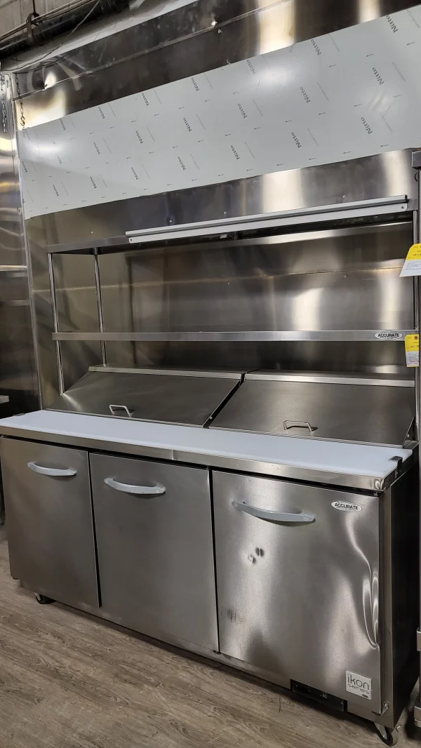 Ikon KSP72 Sandwich/Salad Prep Table with overhead shelf