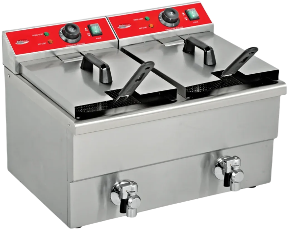Bakemax - Countertop Double Mini Electric 12 Liter Fryer - BMFE020